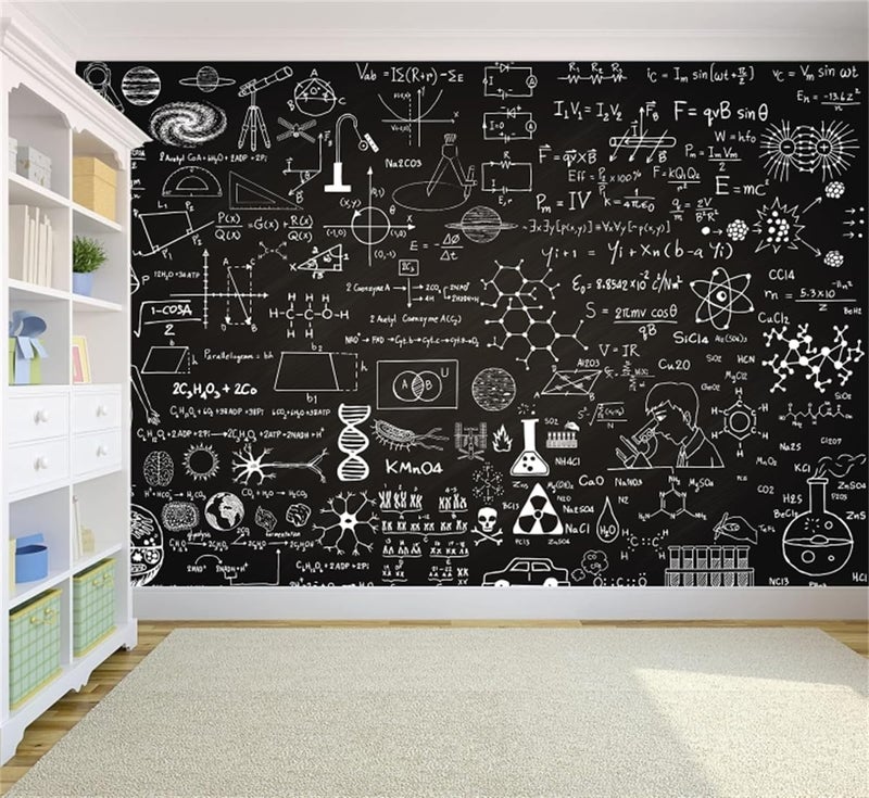 FLFK Peel and Stick Wall Murals Chalkboard 78.7"x59"-Self-Adhesive Wallpaper Poster Large Sticker Math Science Formulas for Bedroom Living Room Wall Decor - Image 1